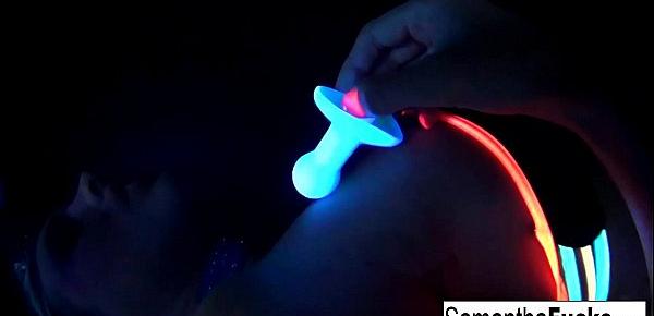  Samantha Saint gets off in this super hot black light solo